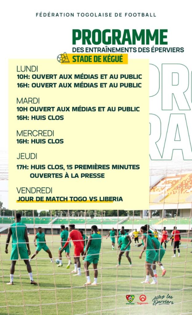 Togo vs Liberia : Début ce lundi des entraînements des Éperviers