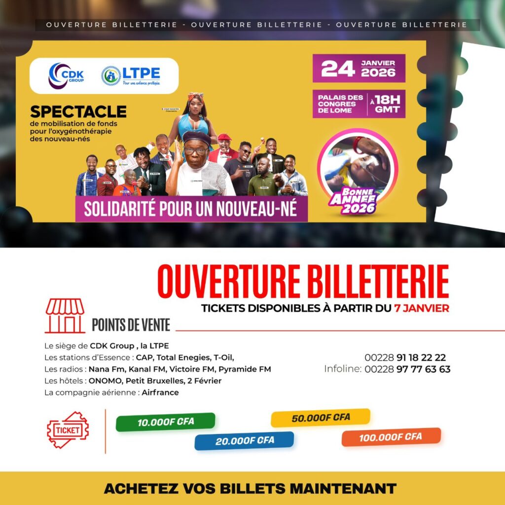 BONNE ANNÉE 2026 au Palais des congrès de Lomé : CDK Group ouvre officiellement la billetterie de son spectacle humoristique