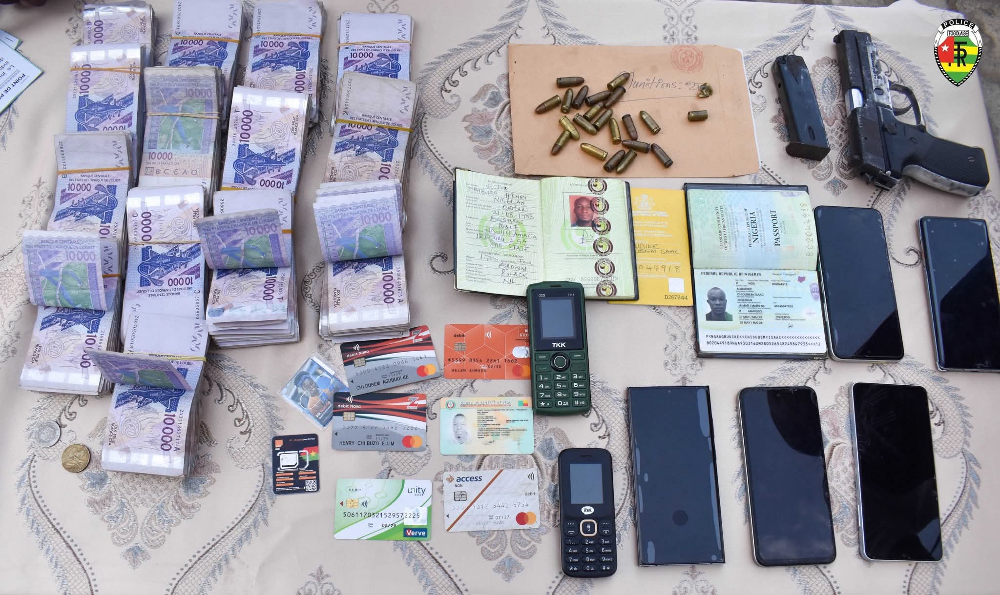 13 millions FCFA saisis après un braquage à Lomé : voici comment la Police a traqué les malfaiteurs
