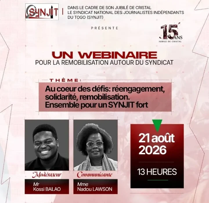 15 ans d'engagement syndical : Le SYNJIT annonce un webinaire de remobilisation des journalistes togolais