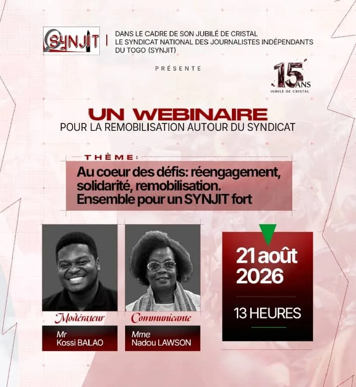 15 ans d'engagement syndical : Le SYNJIT annonce un webinaire de remobilisation des journalistes togolais